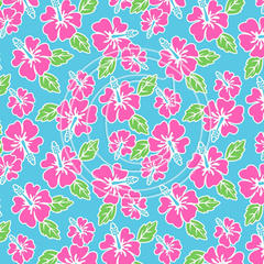 H05 Peppy Pink Teal Hibiscus 8x8 Paper