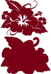 Hibiscus with Leaves Rouge on Rouge Laser Cut