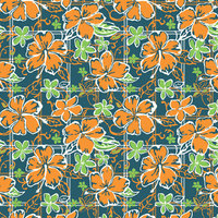 K20 Hibiscus Play Green Orange 8x8 Paper