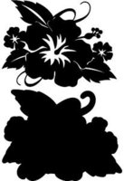 Hibiscus with Leaves Black on Black Laser Cut